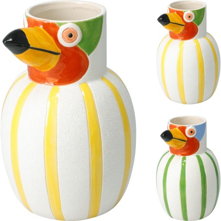 VASE OISEAU RAYE H22CM les 2P