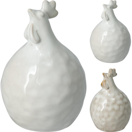 POULE BLANCHE VERNIS H12.5CM les 12P