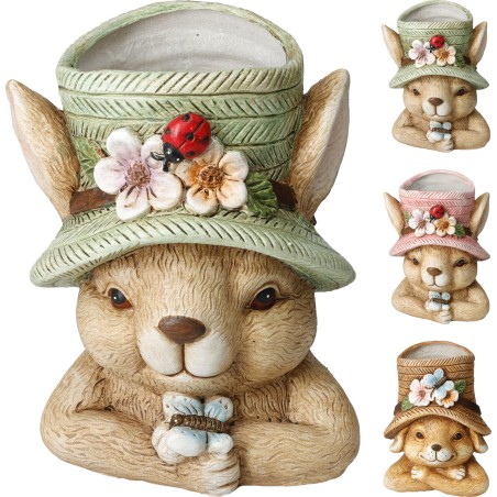 C.POT LAPIN CHAPEAU 09 H20CM les 6P