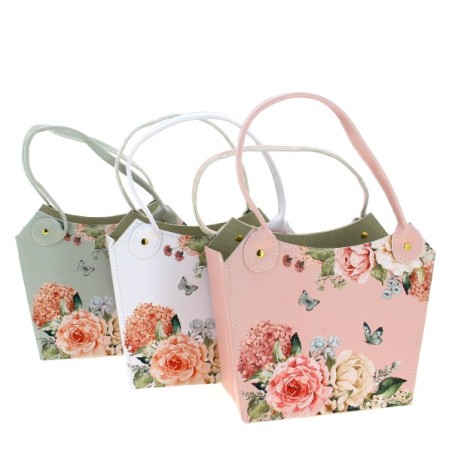 SAC CUIR "fleurs et papillon" 235x11 les 6P