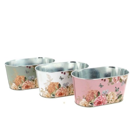 ZINC-JARD."fleurs et papillon" 19.5x11.5 les 6P