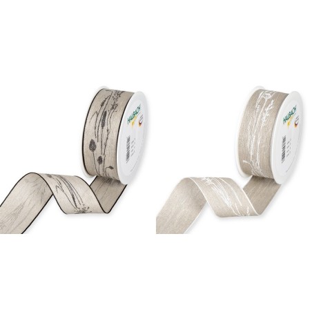 RUBAN FANTAISIE LIN HERBE 40MM 15M