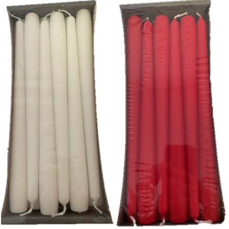 BOUGIE 25CM COULEUR /12P