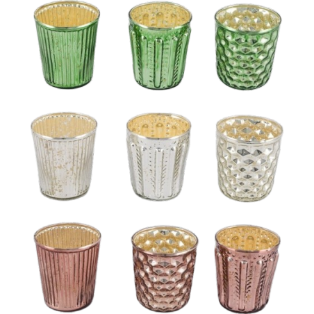 VERRE BOUGEOIR 3ASSORT 7x7 H8CM les 12P