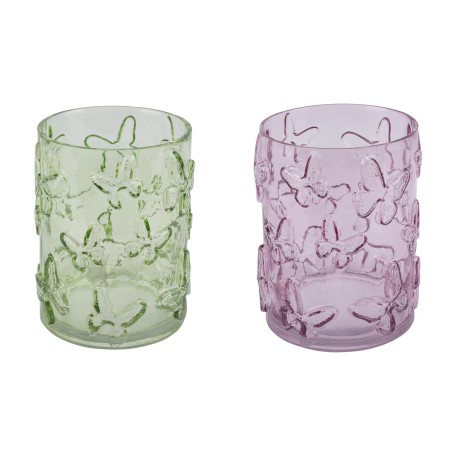 LANTERNE VERRE PAPILLON O15CM H20CM /4P