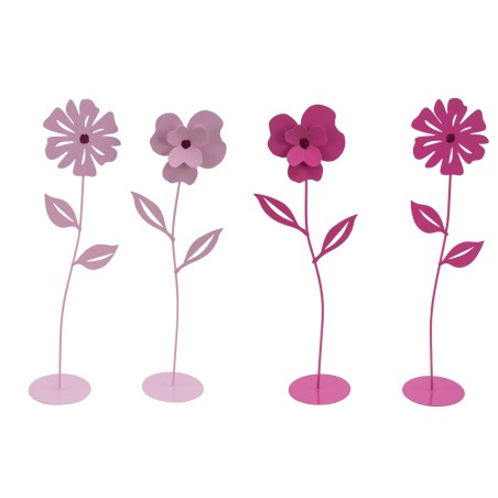 FLEUR METALIQUE +PIED H35CM ASSORT /4P