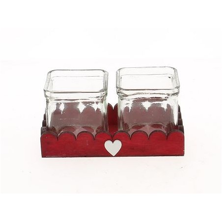 VERRE/2 + BOIS avec COEUR 17X9 H08CM à la pièce