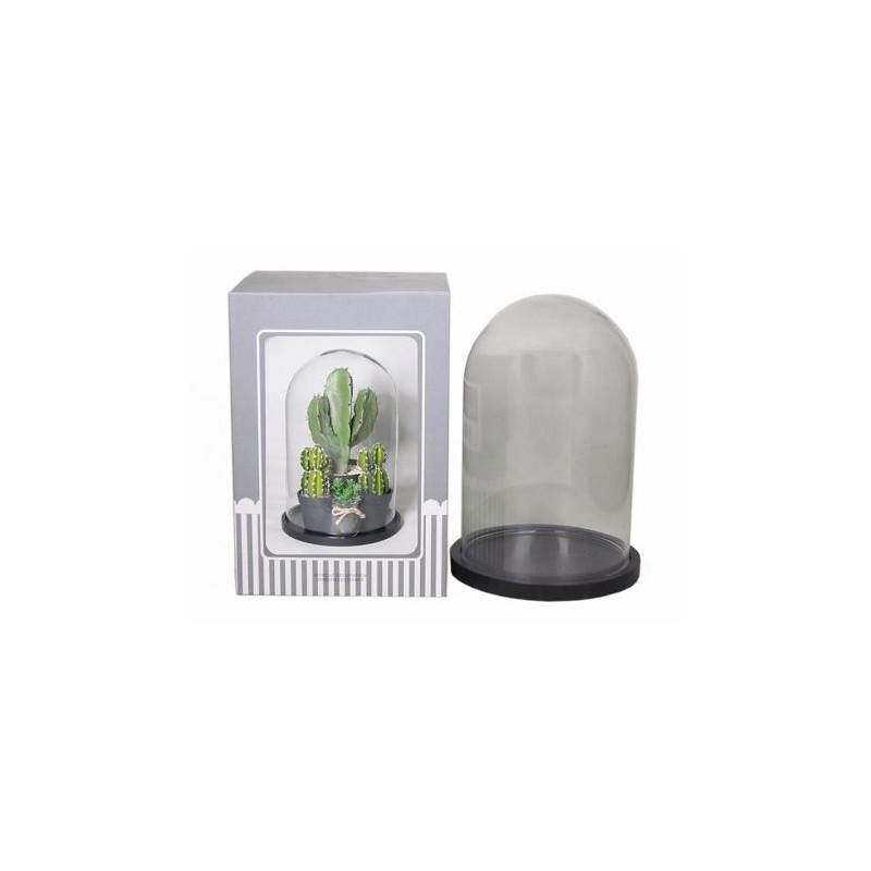 VERRE CLOCHE SUR PLATEAU BOIS Diam.12 H15CM /1P