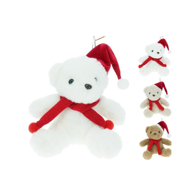 OURS AVEC BONNET NOEL H15CM (assort.3) les 12P