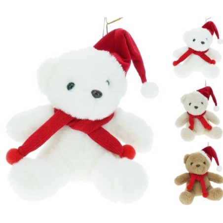 OURS AVEC BONNET NOEL H15CM (assort.3) les 12P