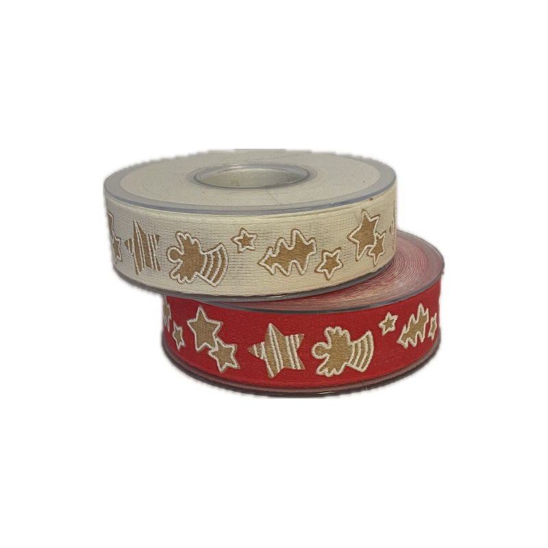 RUBAN FANTAISIE PAIN D'EPICE 25MM x 15M