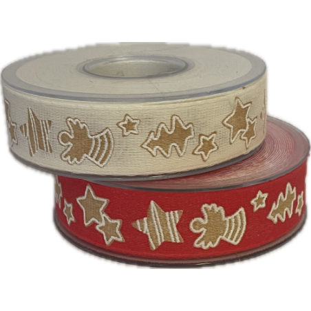 RUBAN FANTAISIE PAIN D'EPICE 25MM x 15M