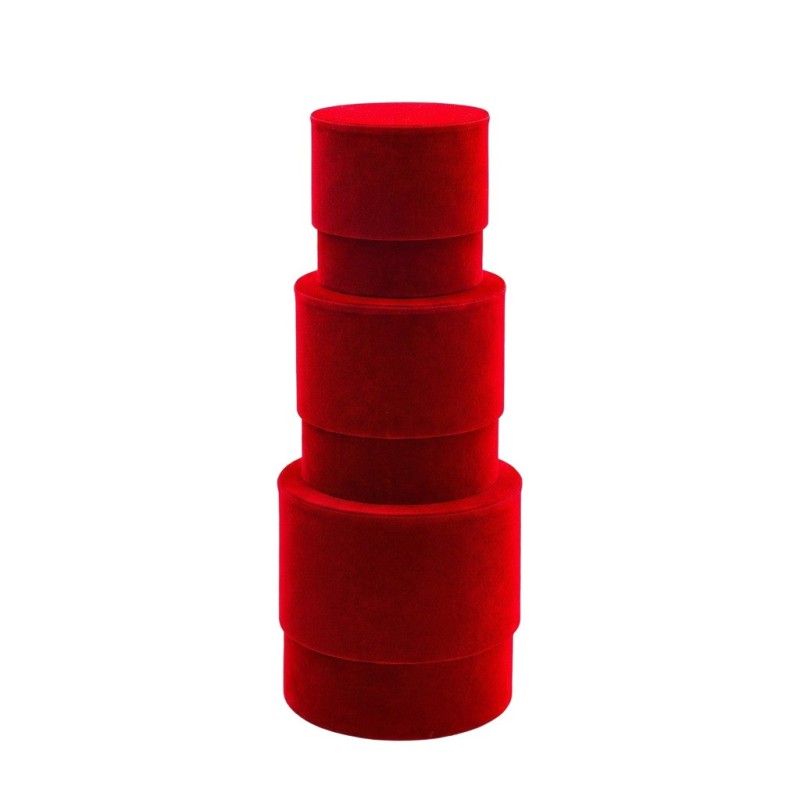 BOITE A CHAPEAU RONDE VELOUR H12 à 16CM SET 3P