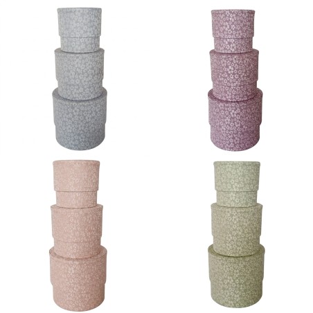 BOITE A CHAPEAU RONDE FLEUR H12 à 16CM set 3P