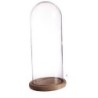 VERRE CLOCHE SUR PLATEAU BOIS Diam.14 H21.5CM/1P
