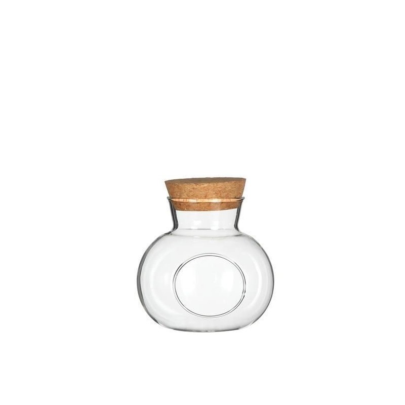 VERRE BOUTEILLE RONDE ouverte 014CM+LIEGE /1P