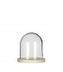 VERRE CLOCHE SUR PLATEAU BOIS Diam.12 H14CM/1P