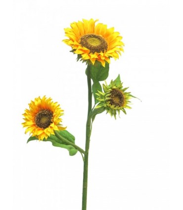 FLEUR TOURNESOL 3 TETES 85CM à la tige