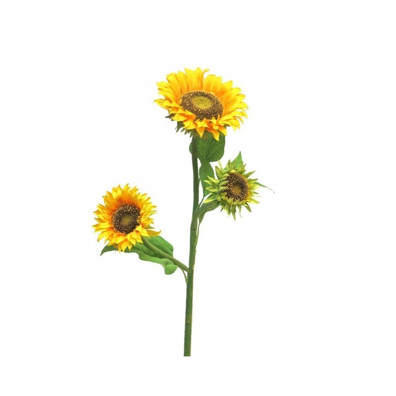 FLEUR TOURNESOL 3 TETES 85CM à la tige