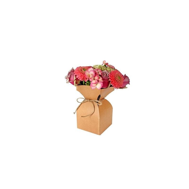 VASE BASE KRAFT + plastique+RUBAN H21CM/20P