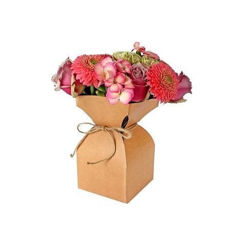 VASE BASE KRAFT + plastique+RUBAN H21CM/20P