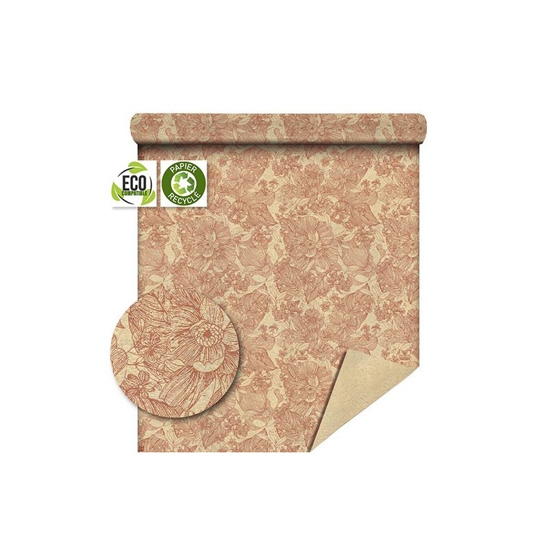 PAPIER KRAFT IMPRIME fond brun 70cm x 50M