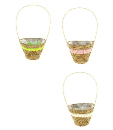 C.POT OSIER AVEC ANSE BORD COULEUR à la pièce