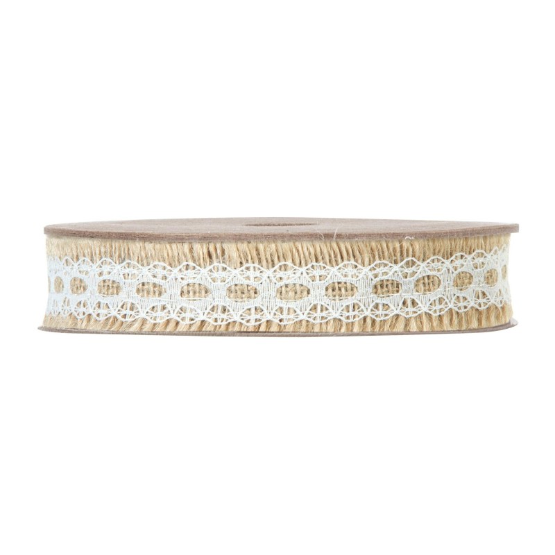 RUBAN JUTE + DENTELLE BLANCHE 25MMX9M
