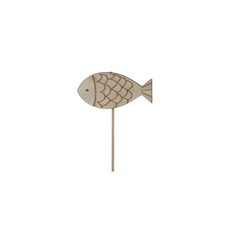 POISSON EN BOIS 7CM sur pique LES 10P