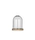 VERRE CLOCHE SUR PLATEAU BOIS Diam.12 H15CM /1P