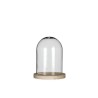 VERRE CLOCHE SUR PLATEAU BOIS Diam.12 H15CM /1P