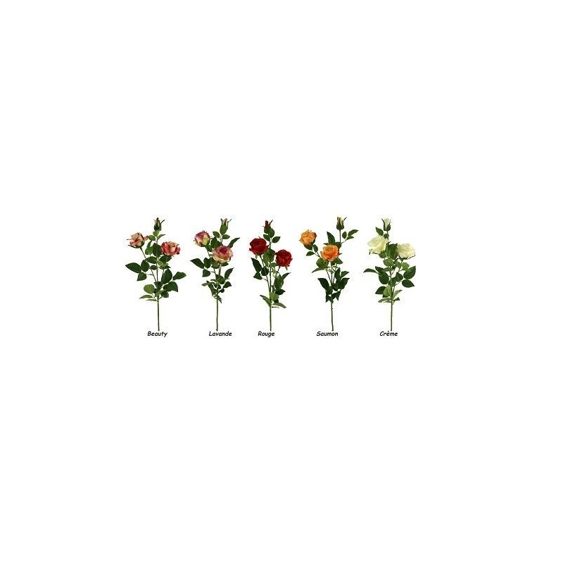 FLEUR ROSE 2 fleurs + 1 BOUTON H72CM /24P