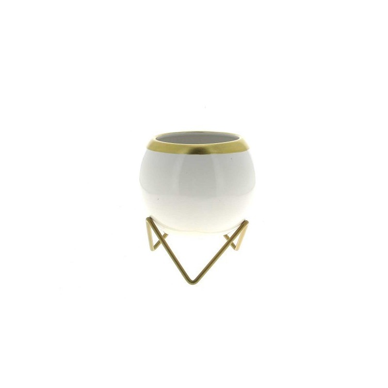 C.POT BOULE SUR PIED BORD OR 012.5 H14.3CM les 6P
