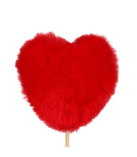 COEUR PELUCHE ROUGE SUR PIQUE 9x9CM les 25P