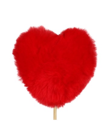COEUR PELUCHE ROUGE SUR PIQUE 9x9CM les 25P