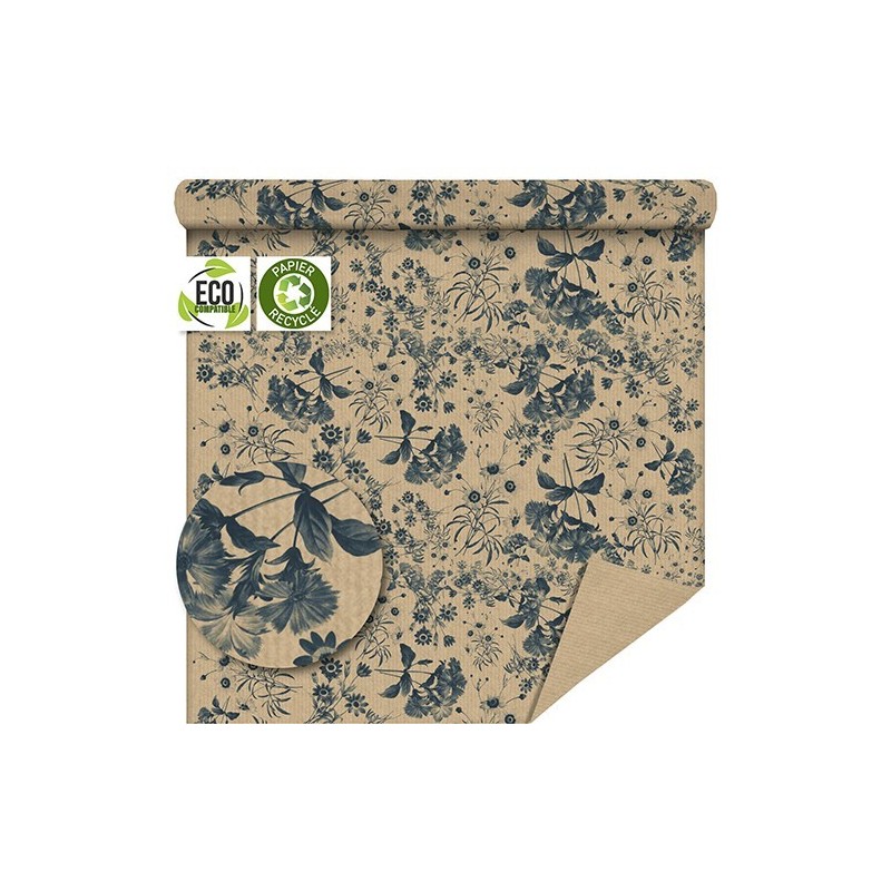 PAPIER KRAFT IMPRIME fond brun 80cm x 50M