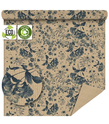 PAPIER KRAFT IMPRIME fond brun 80cm x 50M