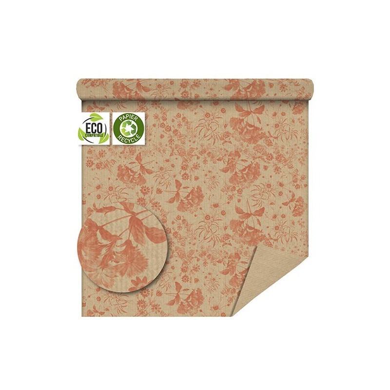 PAPIER KRAFT IMPRIME fond brun 80cm x 50M