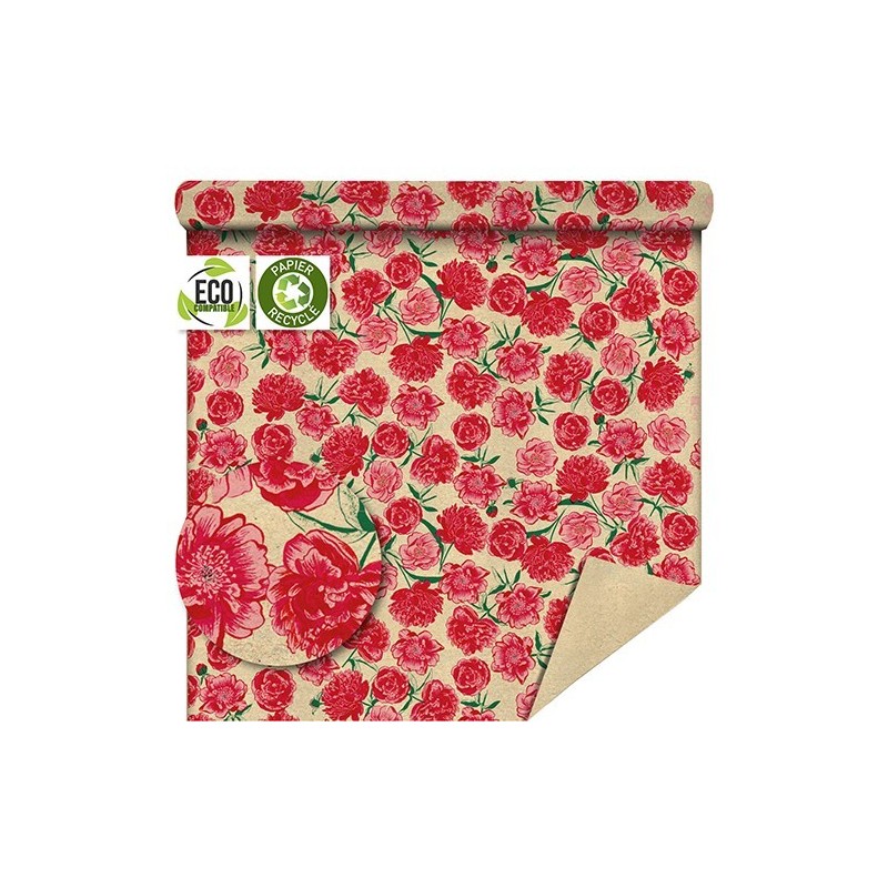 PAPIER KRAFT IMPRIME fond brun 80cm x 50M