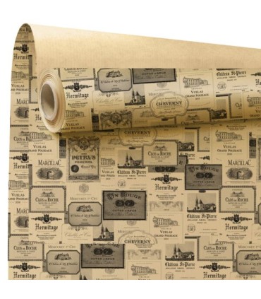 PAPIER KRAFT IMPRIME fond brun 70cm x 50M