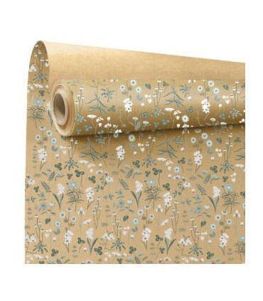 PAPIER KRAFT IMPRIME fond brun 80 cm x 40M