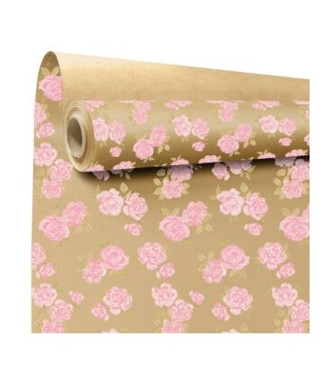 PAPIER KRAFT IMPRIME fond brun 80 cm x 40M