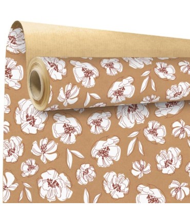 PAPIER KRAFT IMPRIME fond brun 80 cm x 40M