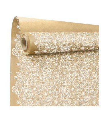 PAPIER KRAFT IMPRIME fond brun 80 cm x 40M