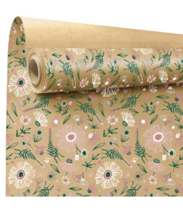 PAPIER KRAFT IMPRIME fond brun 80 cm x 40M