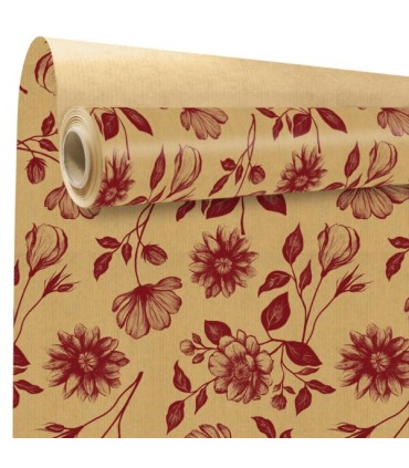 PAPIER KRAFT IMPRIME fond brun 80 cm x 40M