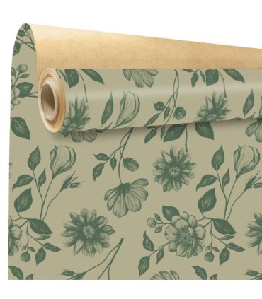 PAPIER KRAFT IMPRIME fond brun 80 cm x 40M