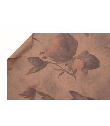 PAPIER KRAFT IMPRIME fond brun 80 cm x 40M