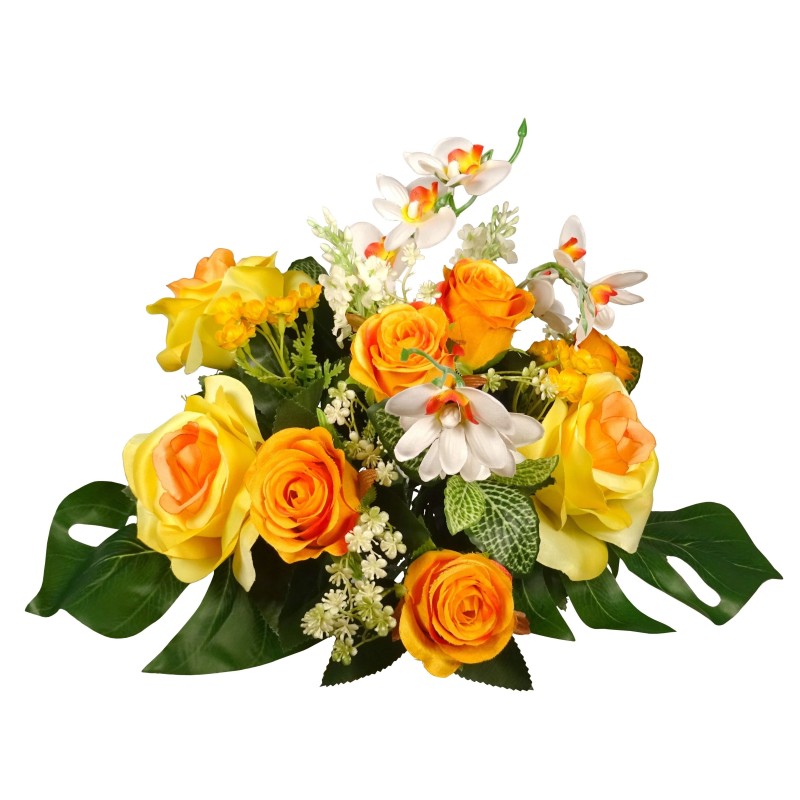 BOUQUET ROSE ORCHIDEE 21 fleurs H36CM les 6P