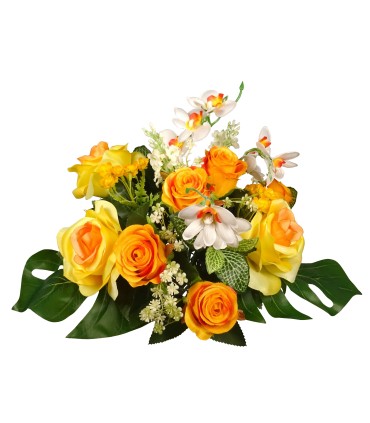 BOUQUET ROSE ORCHIDEE 21 fleurs H36CM les 6P